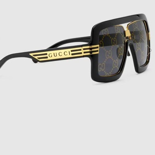 Modern Black-Gold Square Sunglasses For Unisex