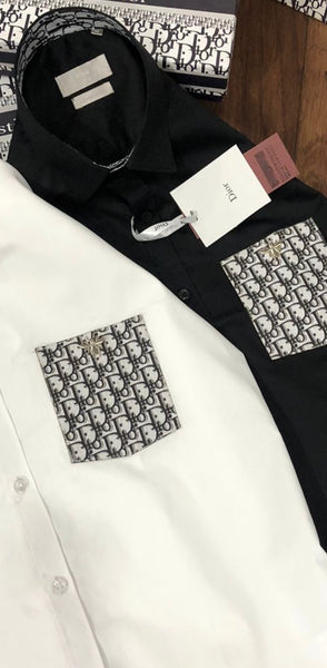 Initial Printed Pocket Formal Shirt For Men