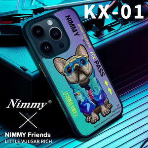 NIMMY 3D Embroidered Dog Color Changing Leather Case for iPhone 13 / 14 Series