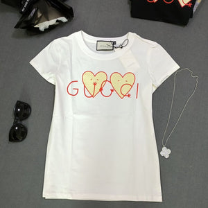 White Heart Print T-shirt For Women