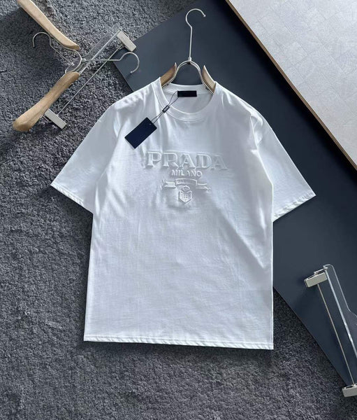 Premium Logo Embossed White T-Shirt