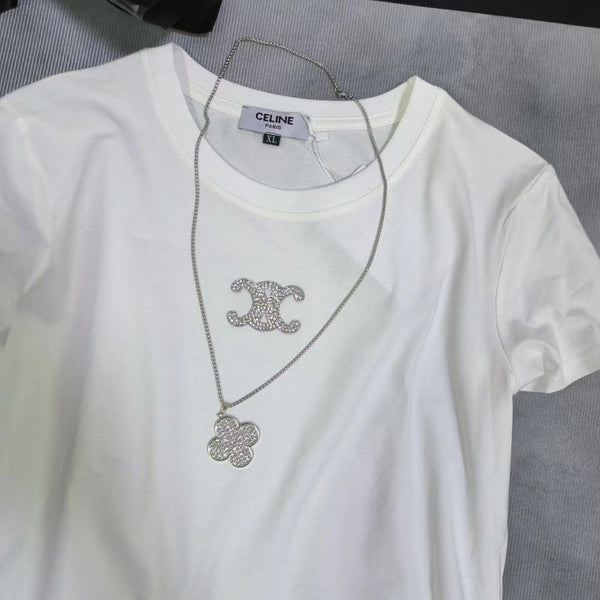 White Glittery Initial T-shirt For Women