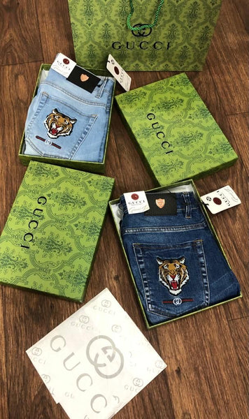 Tiger Embroidery Denim For Men