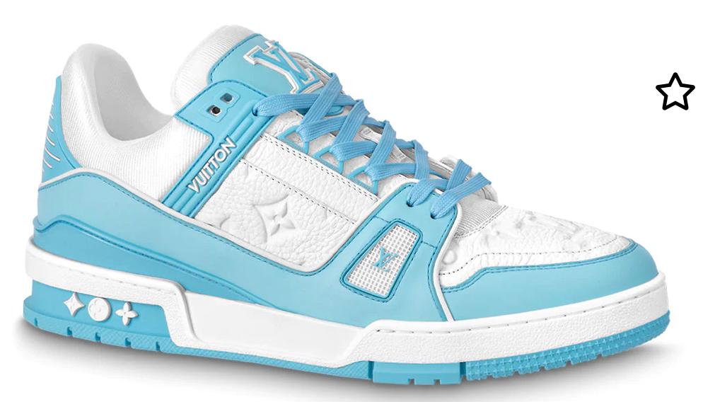 Louis Vuitton LV Trainer White Blue Sneaker - UK 8 / Blue