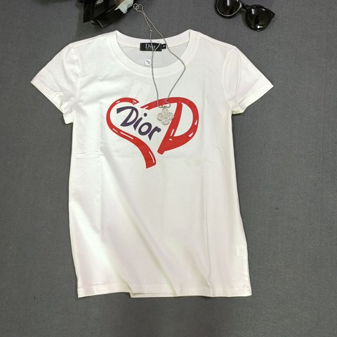 Heart Printed White T-shirts For Women