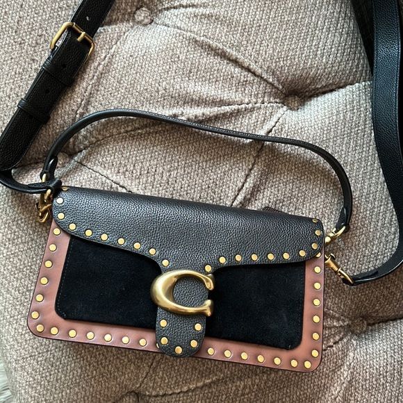 Women's Mixed Leather Rivets Handbag