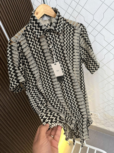 Premium Half Sleeve Camp Collar Crochet Shirt