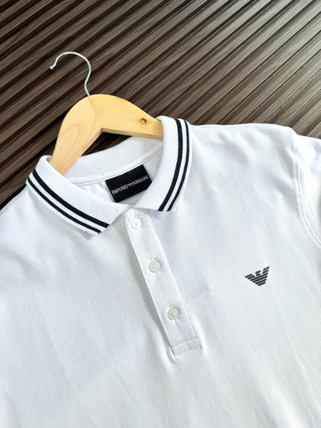 Long-Sleeved Stretch piqué Polo Shirt With Micro Eagle Embroidery