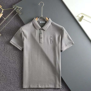 Luxurious  Embossed Collar  T-shirt with Embroidered Logo