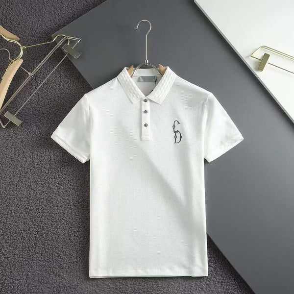 Luxurious  Embossed Collar  T-shirt with Embroidered Logo