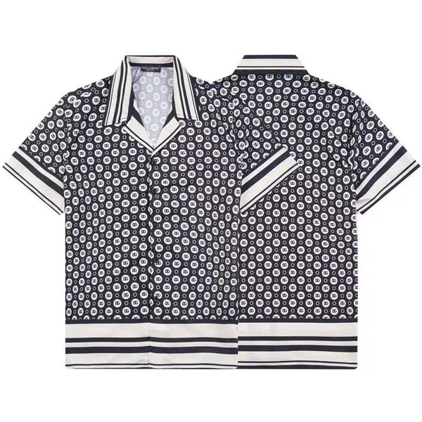 Luxury Twill Hawaiian With DG Logo Print Drop Shoulder Shirt