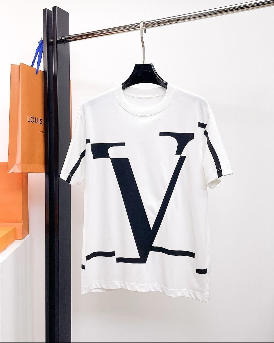 Bold and Creative: Irregular Printed V Logo Shirt