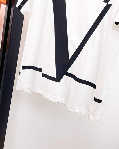 Bold and Creative: Irregular Printed V Logo Shirt