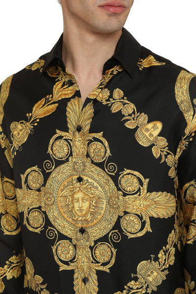 Barocco-print silk shirt