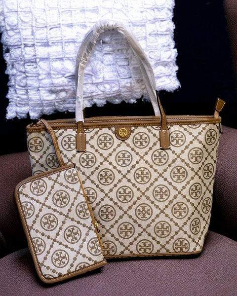 Premium T Monogram Jacquard Tote Bag