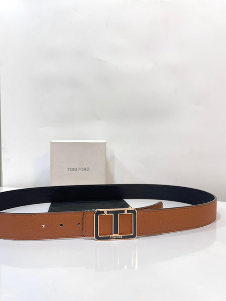 Premium Leather Logo-Print Buckle Belt