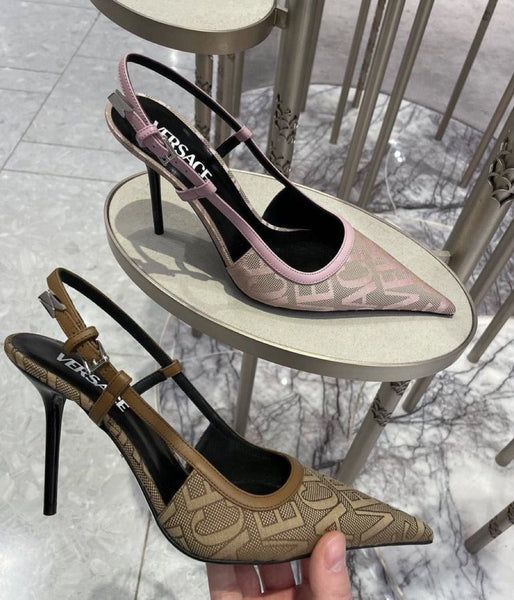 Luxury Branded  All over Slingback Pumps