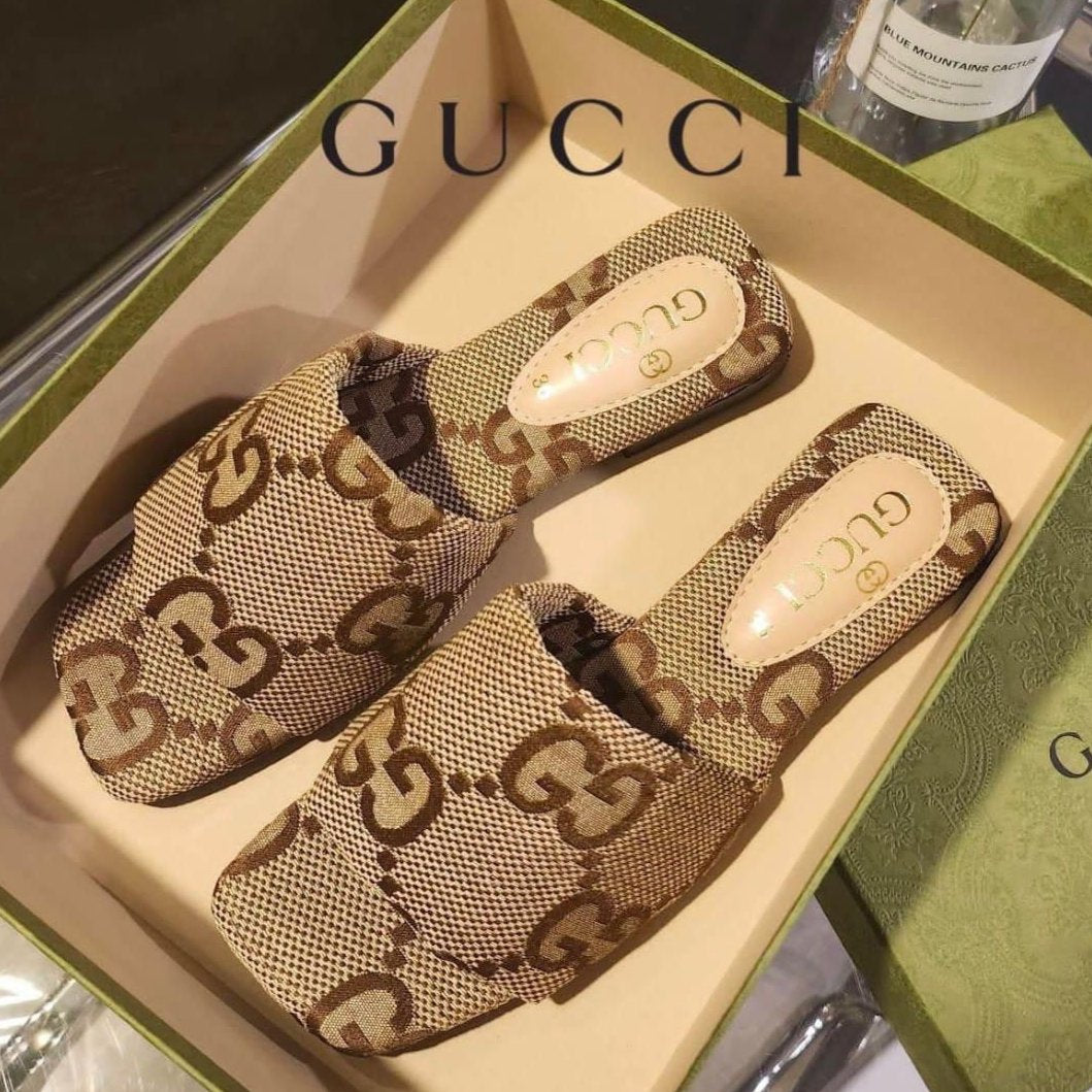 Premium GG Logo Print Flat Sandal