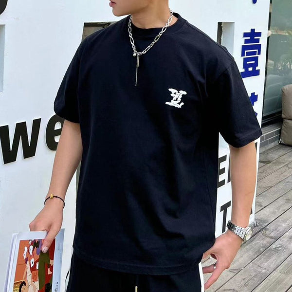 Luxury Thick Patched Logo Drop Shoulder T -shirt