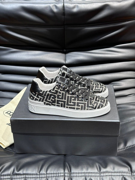 Premium B-Court Monogram-Pattern Sneakers