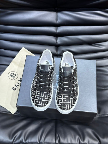 Premium B-Court Monogram-Pattern Sneakers