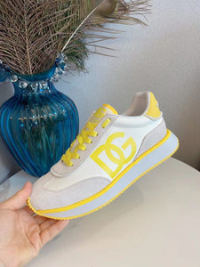 Luxury Cushion Mixed-Material Yellow Sneakers