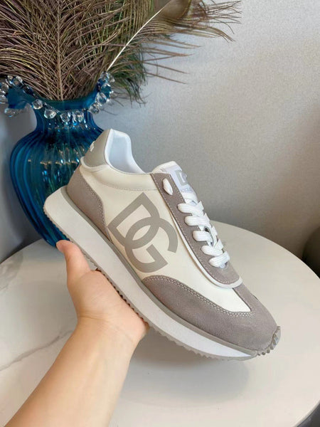 Premium Elegant Cushion Mixed-Material Grey Sneakers