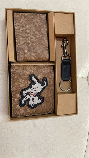 Patched Dog  Wallet with Key Chain  Set