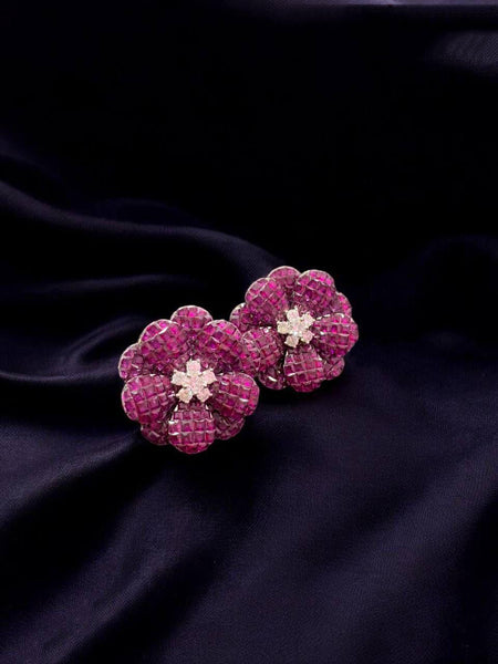 Crystal Diamond  Cut Floral Earrings