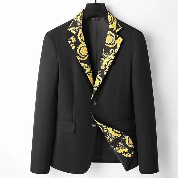 Luxury  Baroque Print Black Blazer