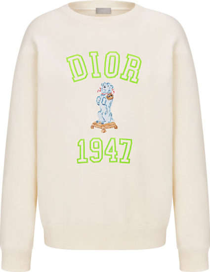 Premium Ivory & Neon Green Bobby Dog Logo Pullover