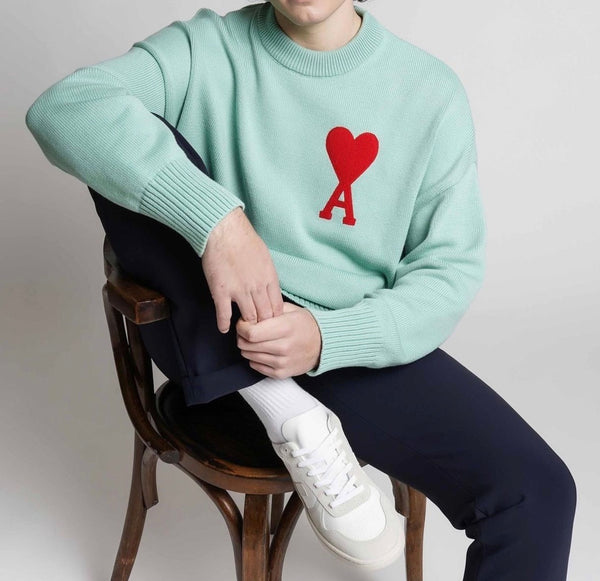 Premium Quality Round Knit Heart Logo Sweater for Men