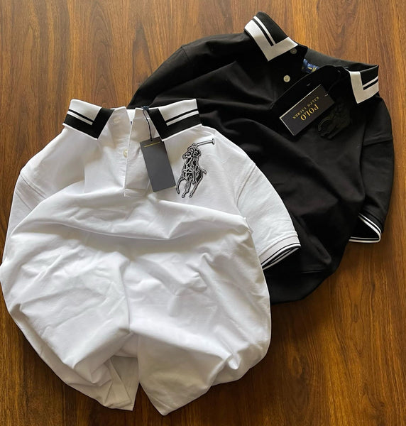 Imported Webbing Collar T-shirt With Patched Logo