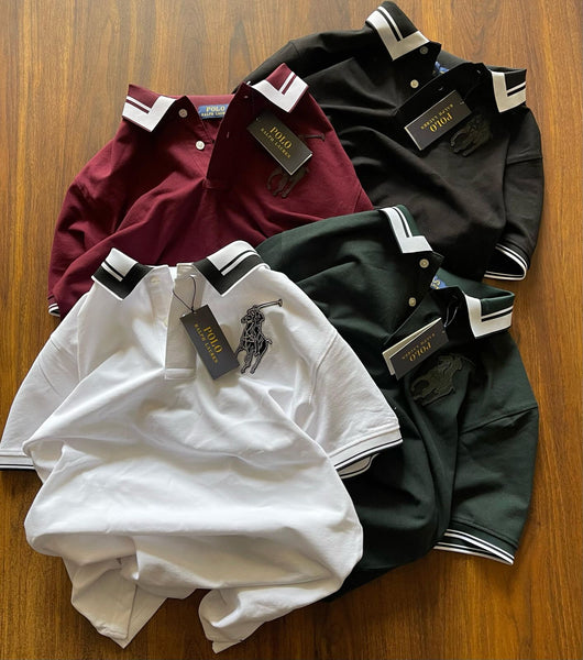 Imported Webbing Collar T-shirt With Patched Logo