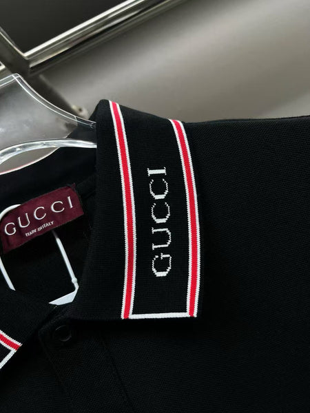 Premium Web  Stripe Collar T-shirt With Brand Signature