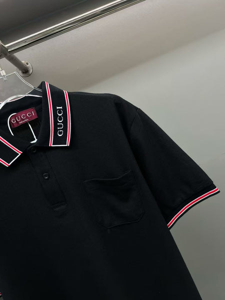Premium Web  Stripe Collar T-shirt With Brand Signature