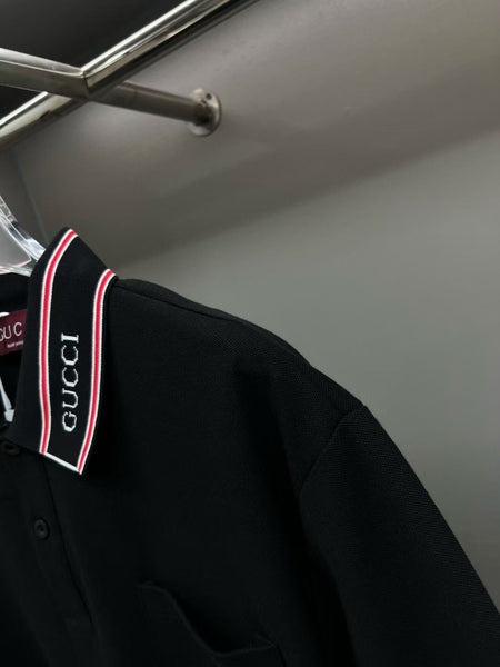 Premium Web  Stripe Collar T-shirt With Brand Signature