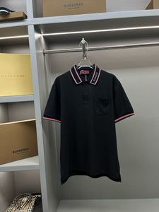 Premium Web  Stripe Collar T-shirt With Brand Signature