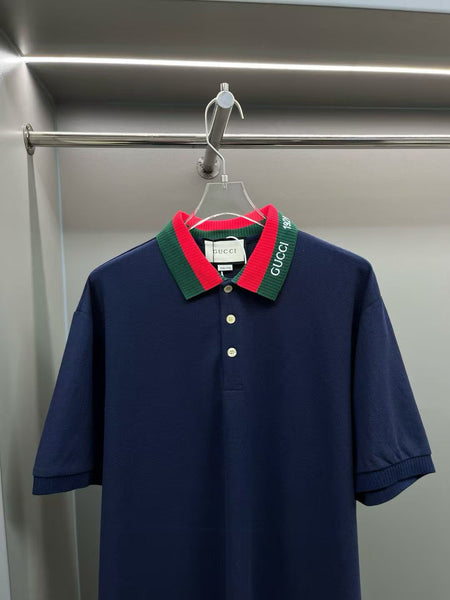 Premium  Knitted  Collar with Brand Signature  T-shirt