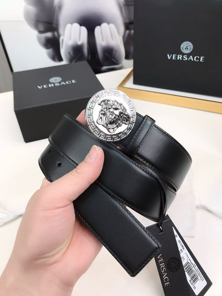 Premium Medusa Silver  Leather Belt
