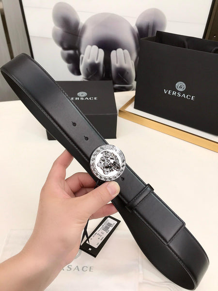 Premium Medusa Silver  Leather Belt