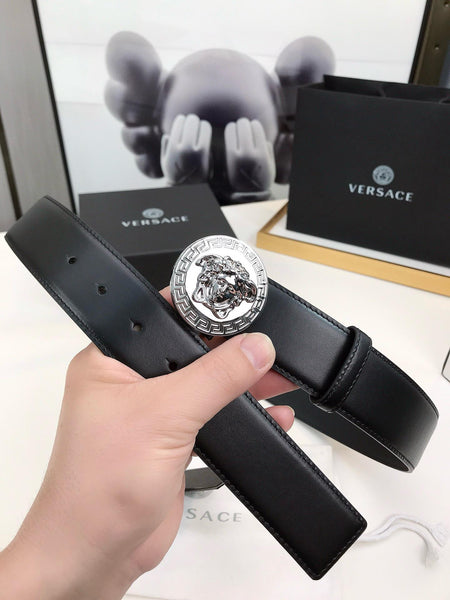 Premium Medusa Silver  Leather Belt