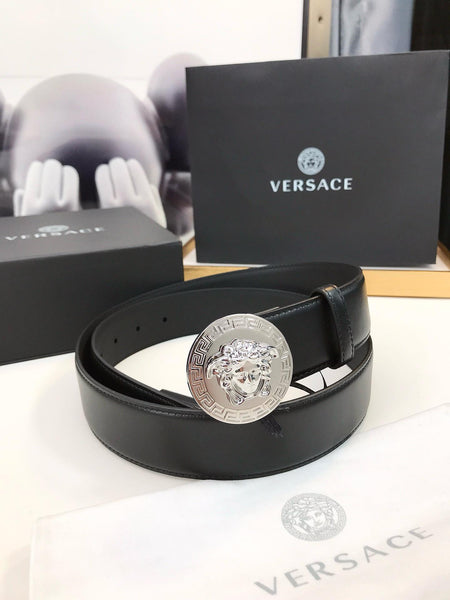 Premium Medusa Silver  Leather Belt