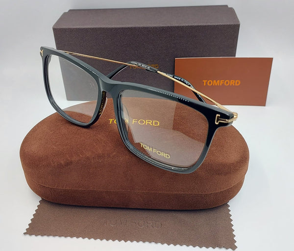 Classic Black Square Eyeglass Frame with Sleek Metal Temples Luxury Optical Frame