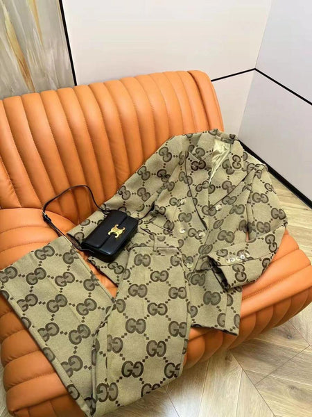 Premium GG Monogram Canvas Women’s Blazer & Pant Suit Set