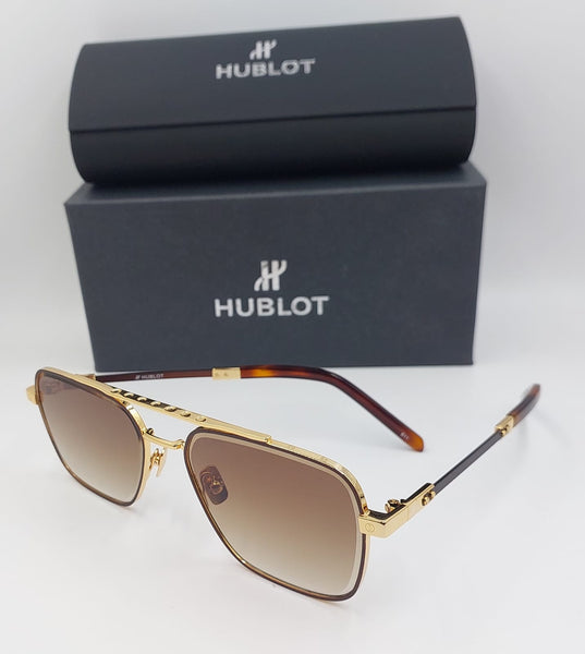 Men’s Gold Tone Square Aviator Sunglasses with Gradient Lenses
