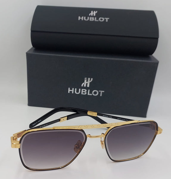 Men’s Gold Tone Square Aviator Sunglasses with Gradient Lenses
