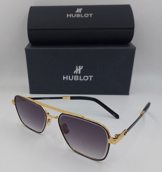 Men’s Gold Tone Square Aviator Sunglasses with Gradient Lenses