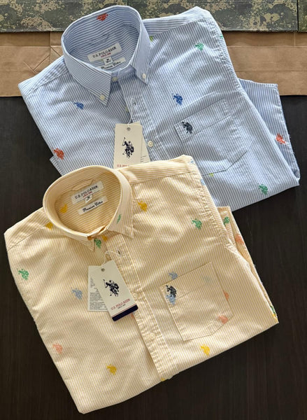 Premium  Classic Multicolor Pony Embroidered Striped Shirts