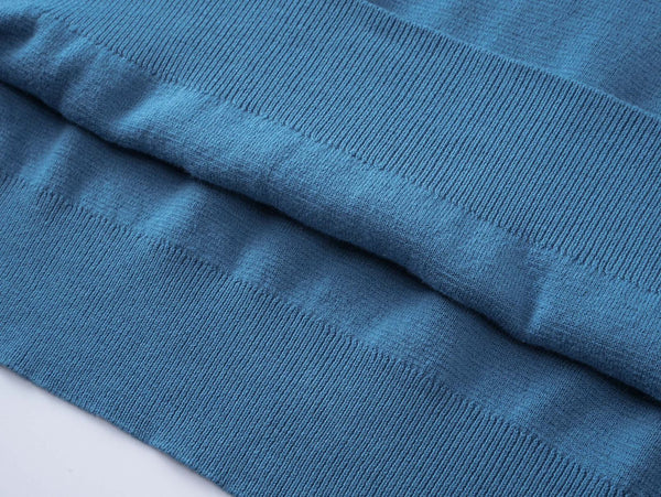 Men’s Blue Cotton Piqué Polo Shirt with Embroidered Pocket Logo